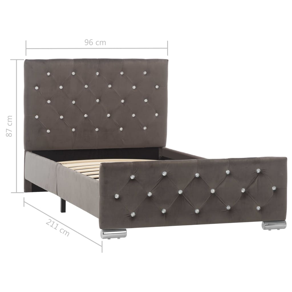 Bedframe fluweel grijs 90x200 cm is nu te koop bij PeponiXL, paradijselijk wonen!