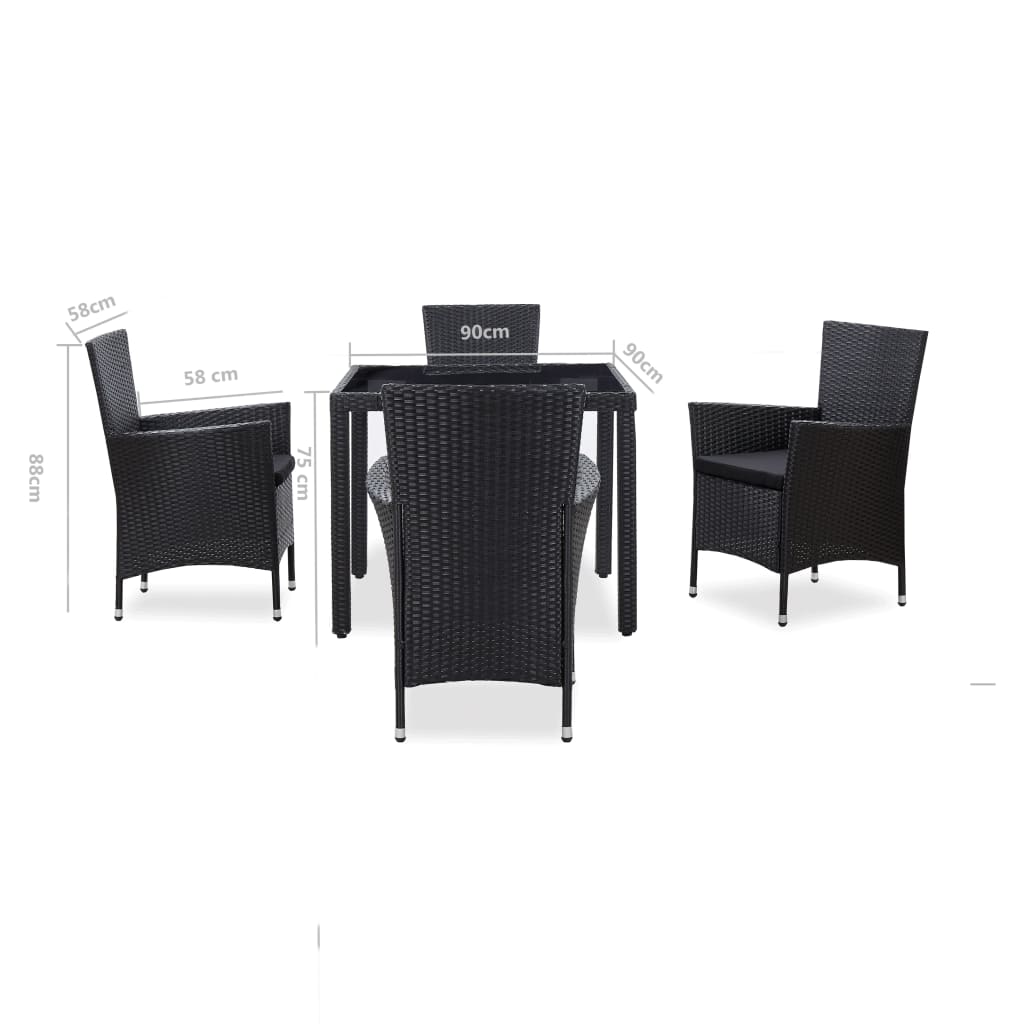 5-delige Tuinset poly rattan zwart is nu te koop bij PeponiXL, paradijselijk wonen!