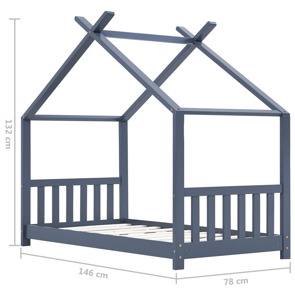 Kinderbedframe massief grenenhout grijs 70x140 cm is nu te koop bij PeponiXL, paradijselijk wonen!