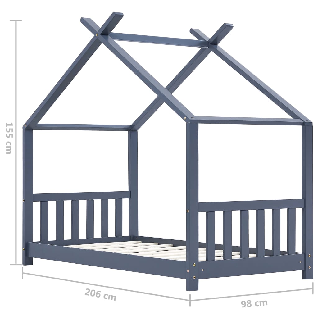 Kinderbedframe massief grenenhout grijs 90x200 cm is nu te koop bij PeponiXL, paradijselijk wonen!