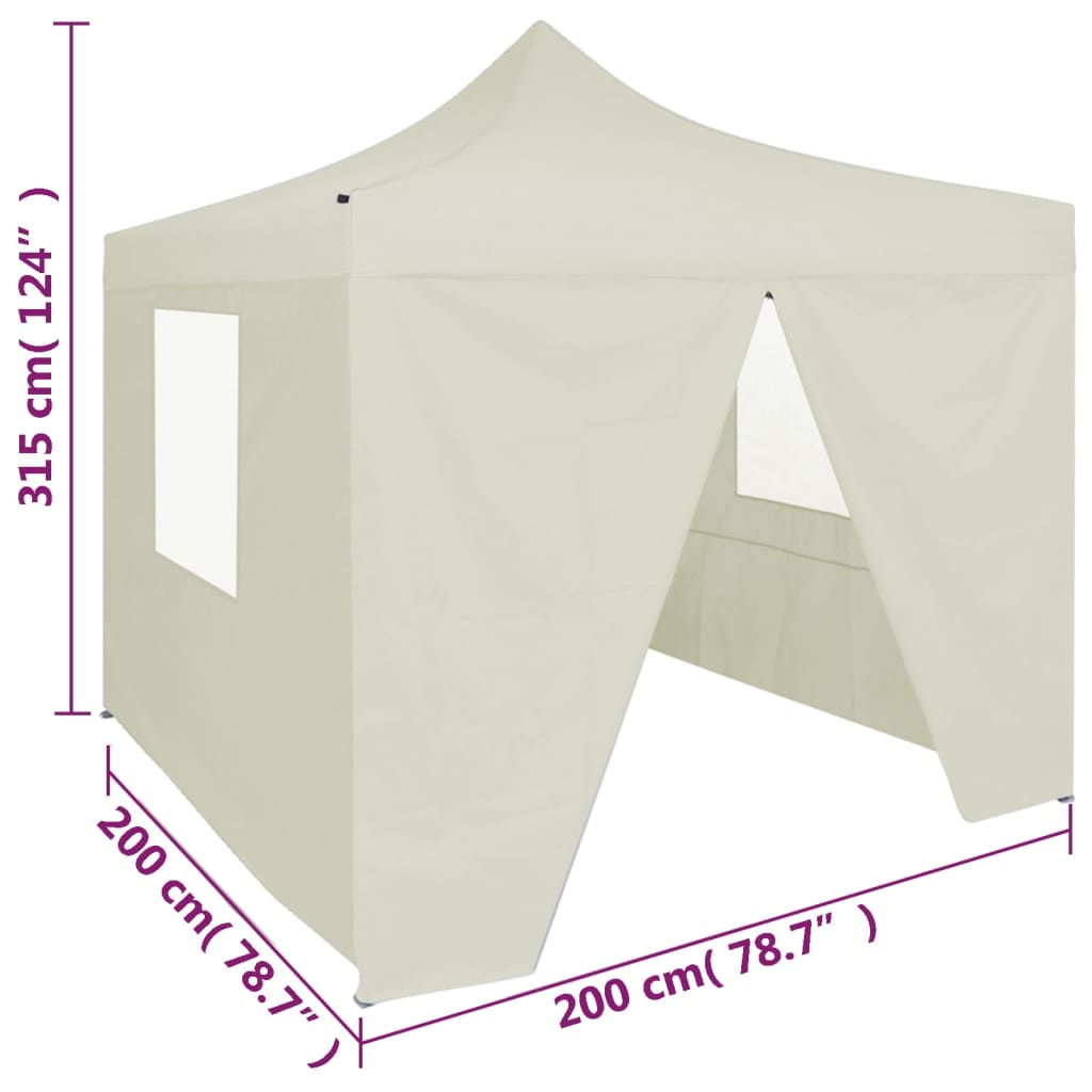 Partytent met 4 zijwanden inklapbaar 2x2 m staal crème is nu te koop bij PeponiXL, paradijselijk wonen!
