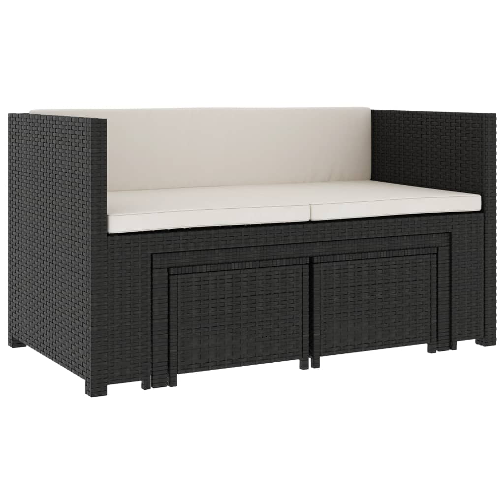 5-delige Loungeset met kussens poly rattan zwart is nu te koop bij PeponiXL, paradijselijk wonen!