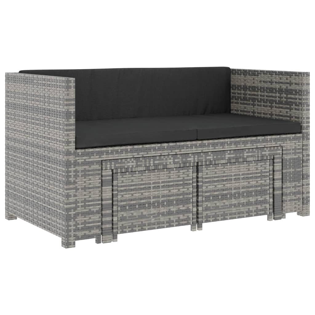 5-delige Loungeset met kussens poly rattan grijs is nu te koop bij PeponiXL, paradijselijk wonen!