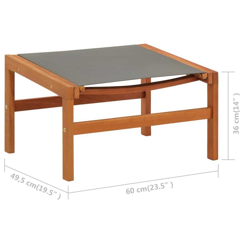 Tuinstoel met voetensteun eucalyptushout en textileen grijs is nu te koop bij PeponiXL, paradijselijk wonen!