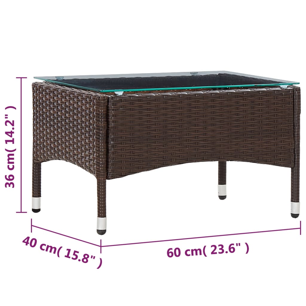Salontafel 60x40x36 cm poly rattan bruin is nu te koop bij PeponiXL, paradijselijk wonen!