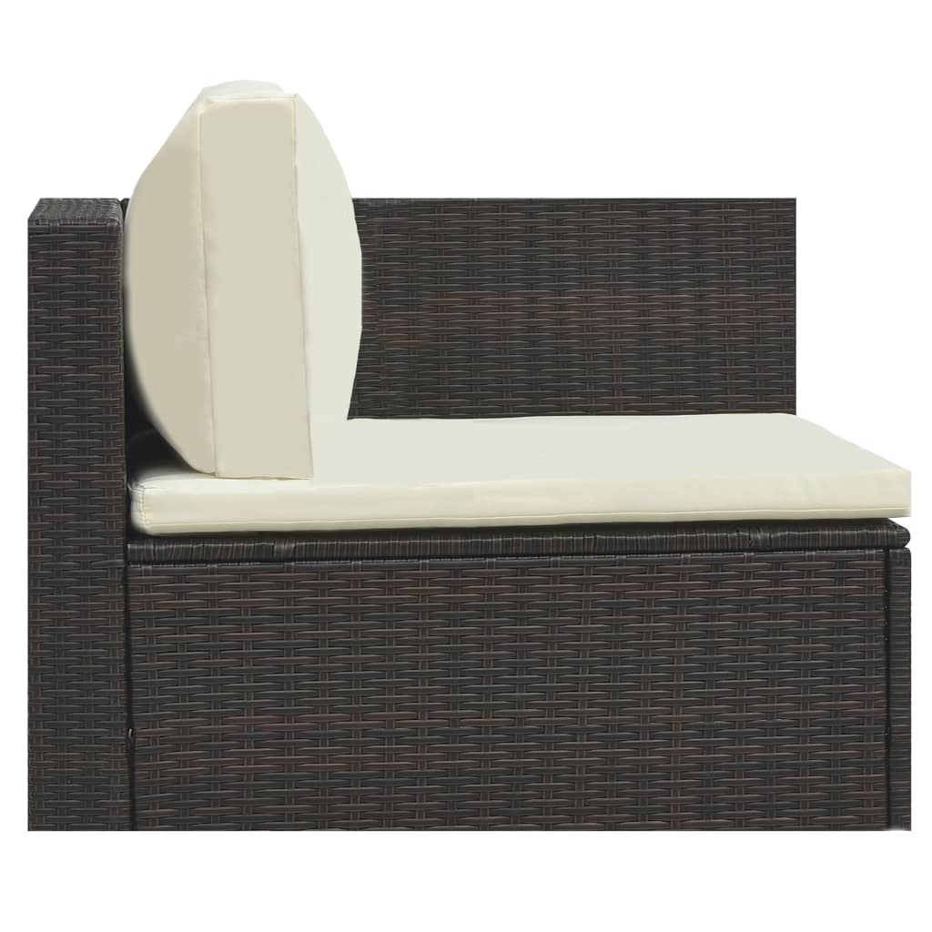 5-delige Loungeset met kussens poly rattan bruin is nu te koop bij PeponiXL, paradijselijk wonen!