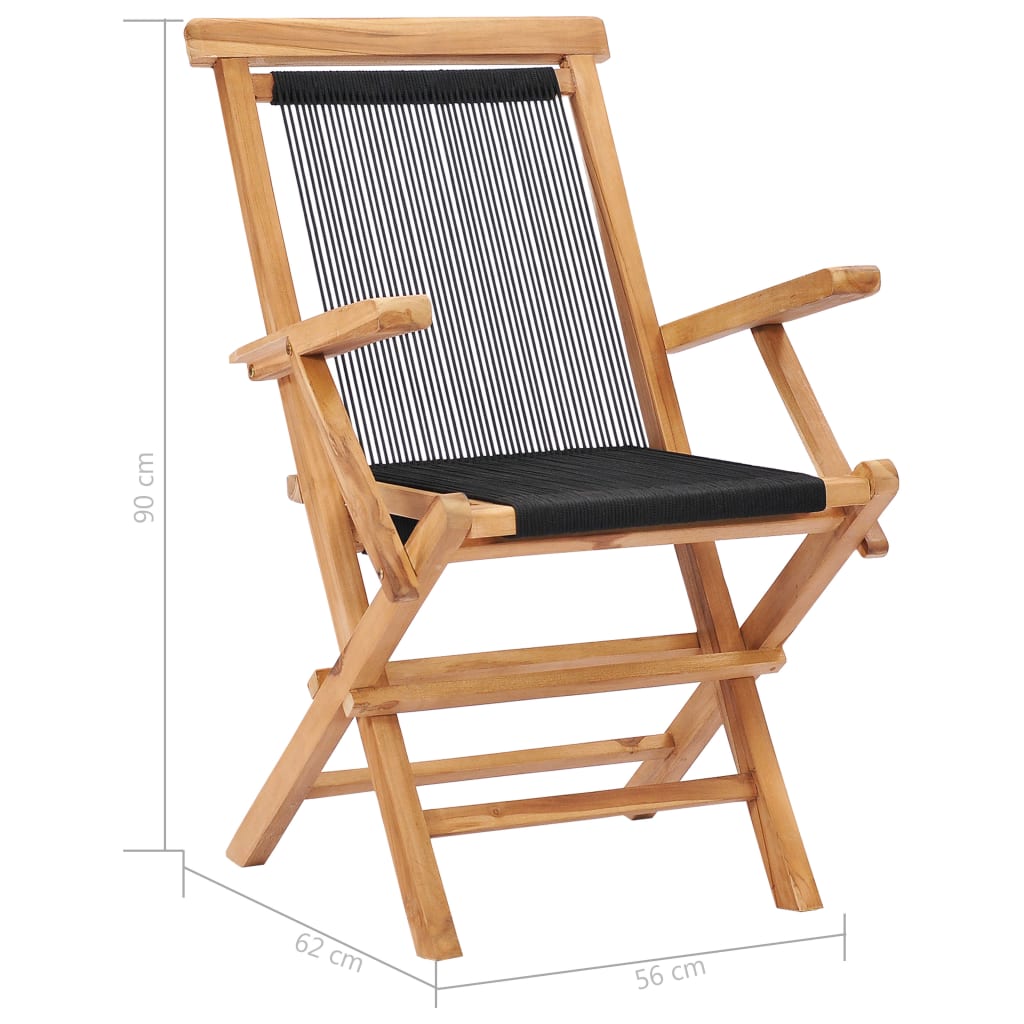Tuinstoelen inklapbaar 2 st massief teakhout en touw is nu te koop bij PeponiXL, paradijselijk wonen!