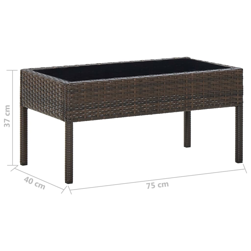 Tuintafel 75x40x37 cm poly rattan bruin is nu te koop bij PeponiXL, paradijselijk wonen!