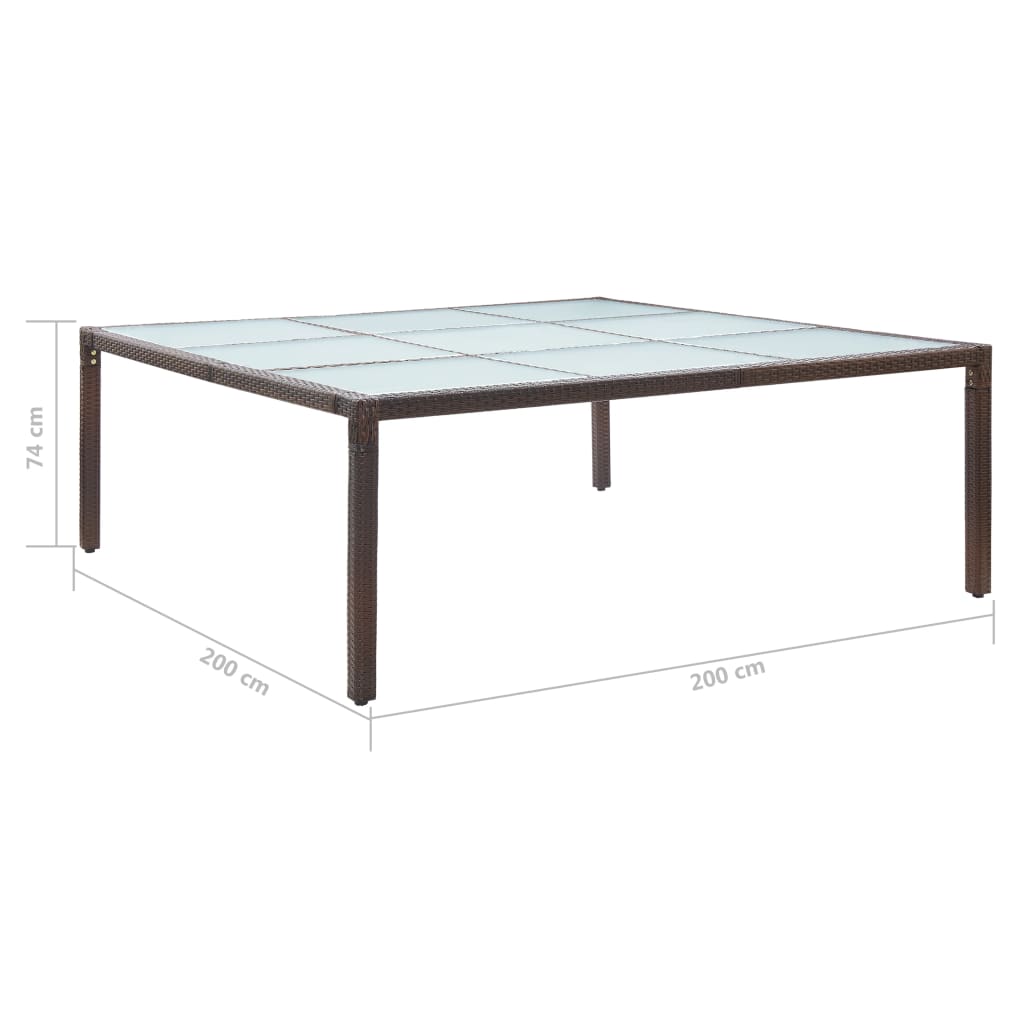 Tuintafel 200x200x74 cm poly rattan bruin is nu te koop bij PeponiXL, paradijselijk wonen!