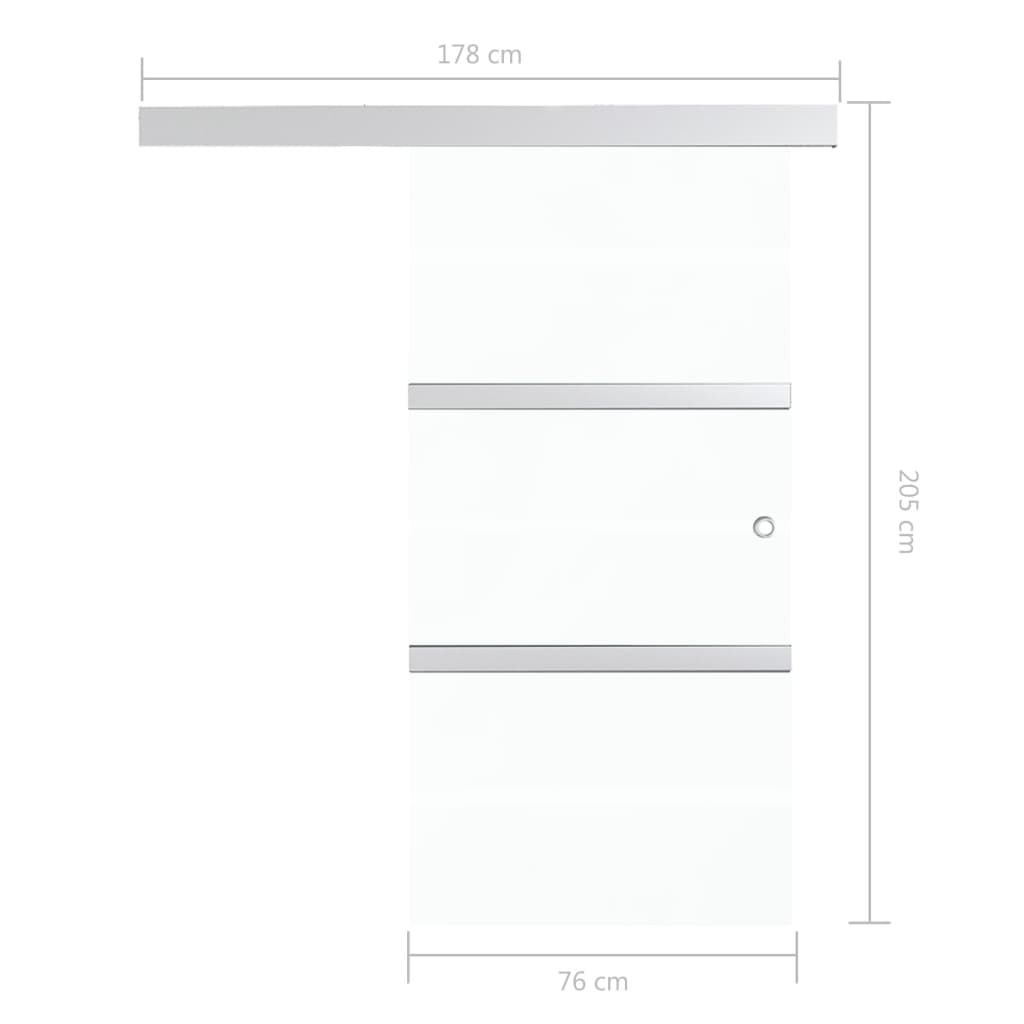 Schuifdeur 76x212 cm ESG-glas en aluminium zilverkleurig is nu te koop bij PeponiXL, paradijselijk wonen!