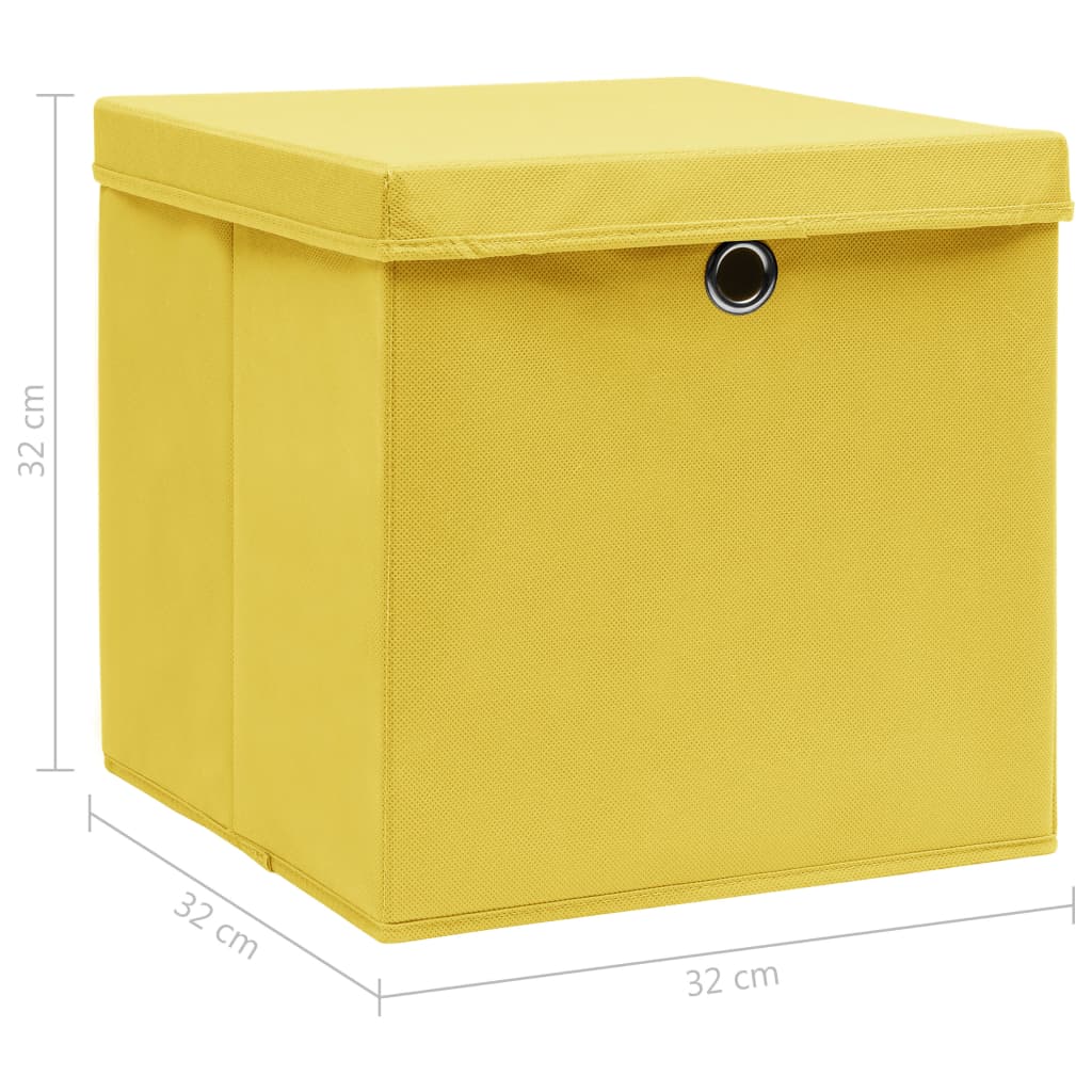Opbergboxen met deksel 10 st 32x32x32 cm stof geel is nu te koop bij PeponiXL, paradijselijk wonen!