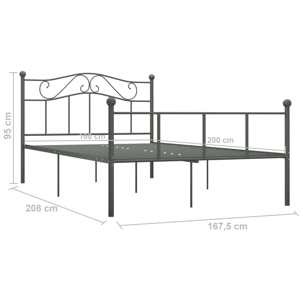 Bedframe metaal grijs 160x200 cm is nu te koop bij PeponiXL, paradijselijk wonen!