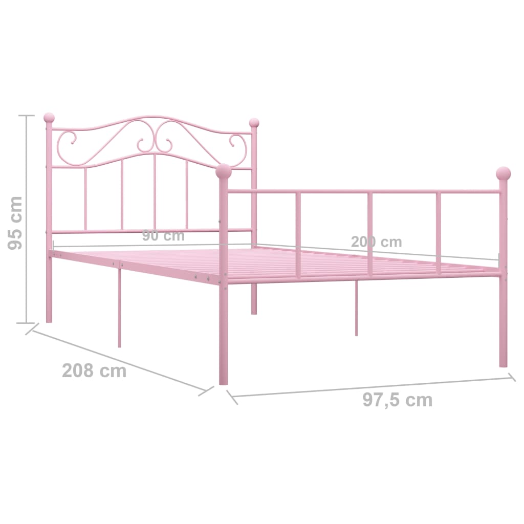 Bedframe metaal roze 90x200 cm is nu te koop bij PeponiXL, paradijselijk wonen!