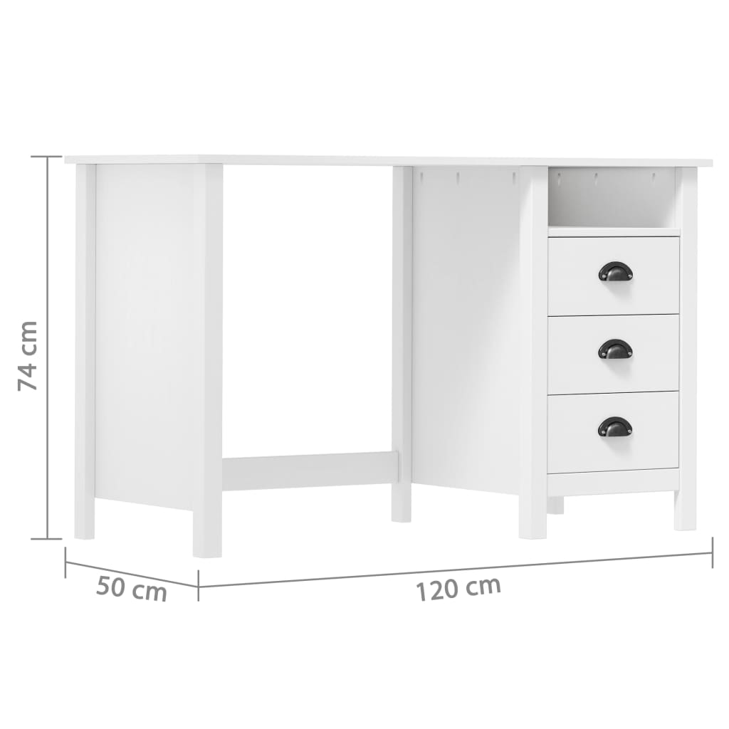 Bureau Hill 3 lades 120x50x74 cm massief grenenhout is nu te koop bij PeponiXL, paradijselijk wonen!