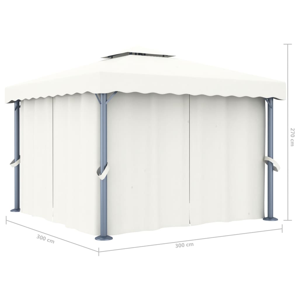 Prieel met gordijn 3x3 m aluminium crèmewit is nu te koop bij PeponiXL, paradijselijk wonen!