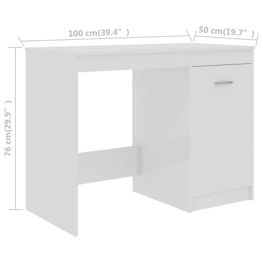 Bureau 100x50x76 cm bewerkt hout hoogglans wit is nu te koop bij PeponiXL, paradijselijk wonen!
