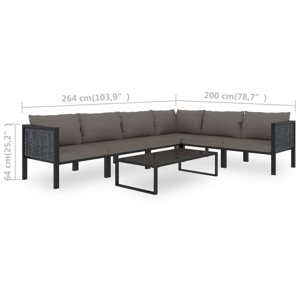 7-delige Loungeset met kussens poly rattan antraciet is nu te koop bij PeponiXL, paradijselijk wonen!