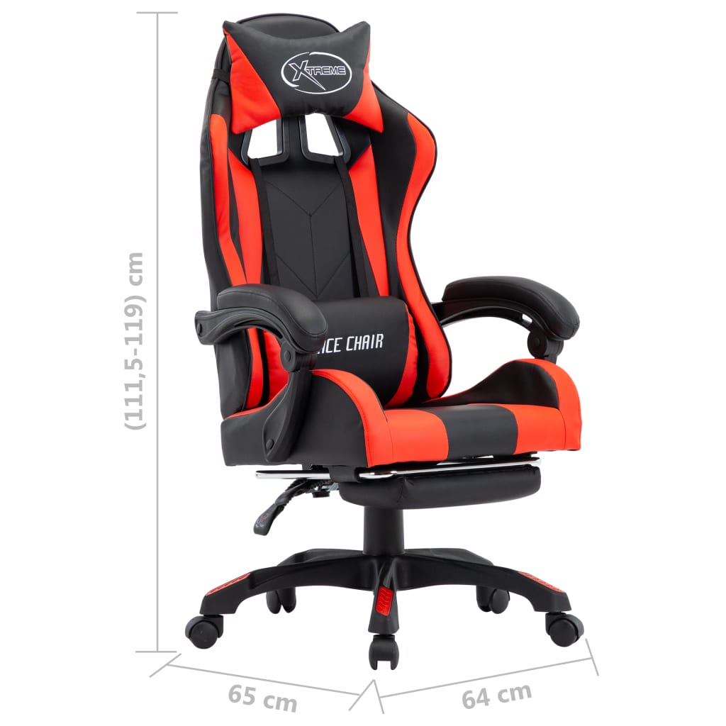 Racestoel met voetensteun kunstleer rood en zwart is nu te koop bij PeponiXL, paradijselijk wonen!
