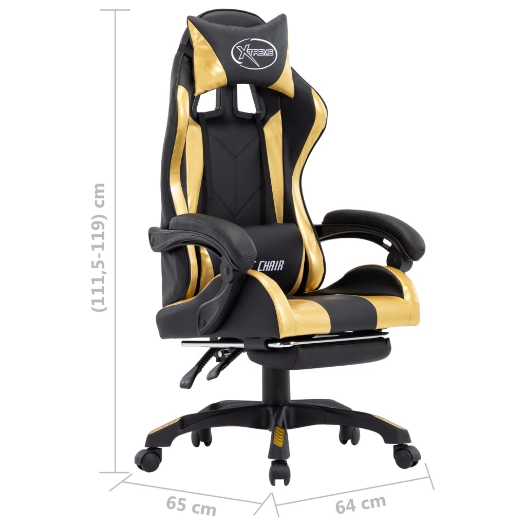 Racestoel met voetensteun kunstleer goudkleurig en zwart is nu te koop bij PeponiXL, paradijselijk wonen!