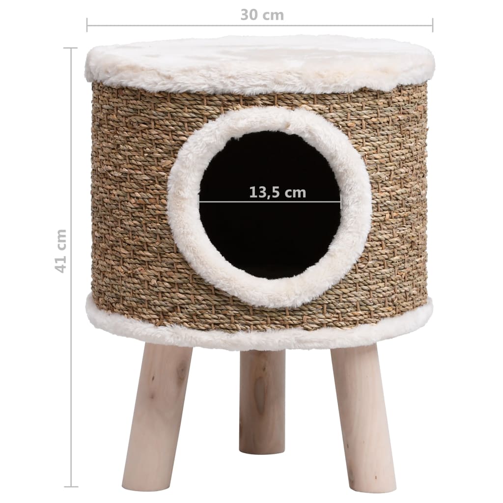 Kattenhuis met houten poten 41 cm zeegras is nu te koop bij PeponiXL, paradijselijk wonen!