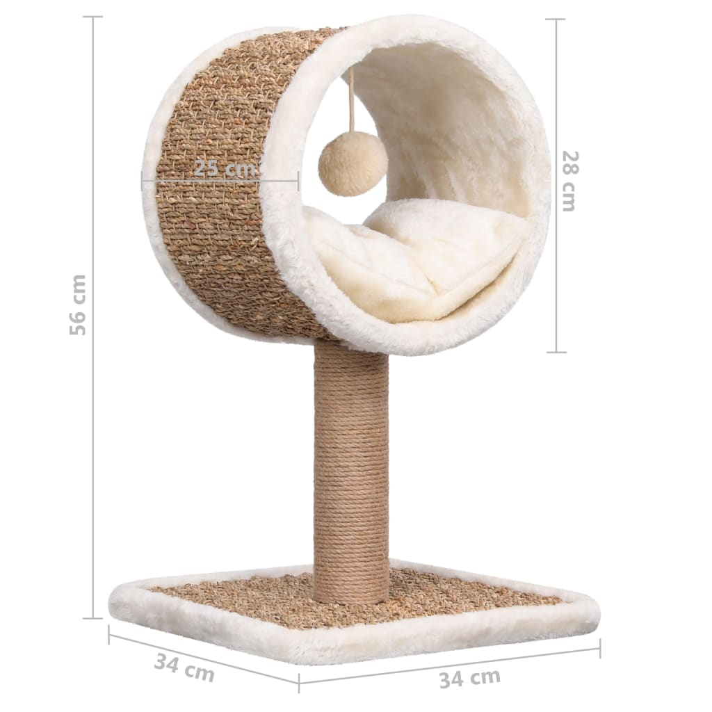 Kattenmeubel met tunnel en speeltje 56 cm zeegras is nu te koop bij PeponiXL, paradijselijk wonen!