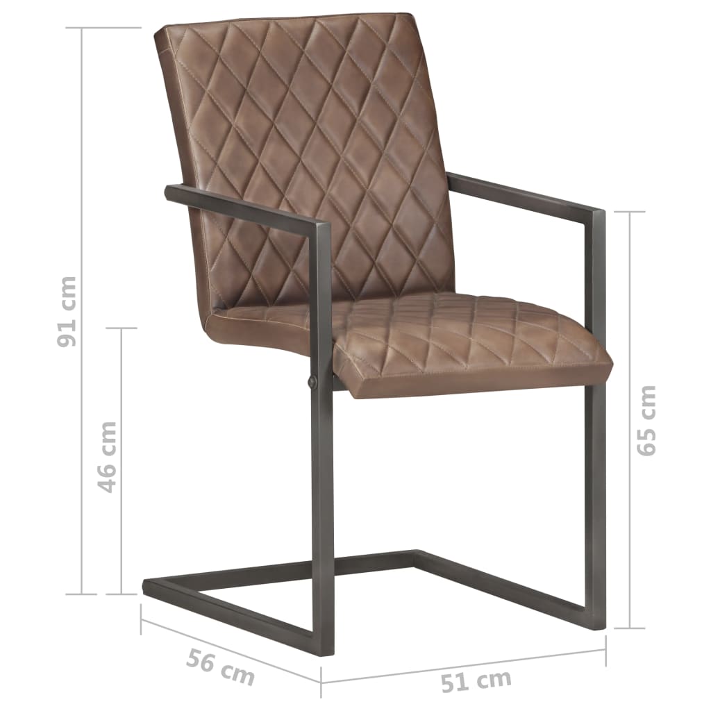 Eetkamerstoelen 2 st echt leer bruin is nu te koop bij PeponiXL, paradijselijk wonen!