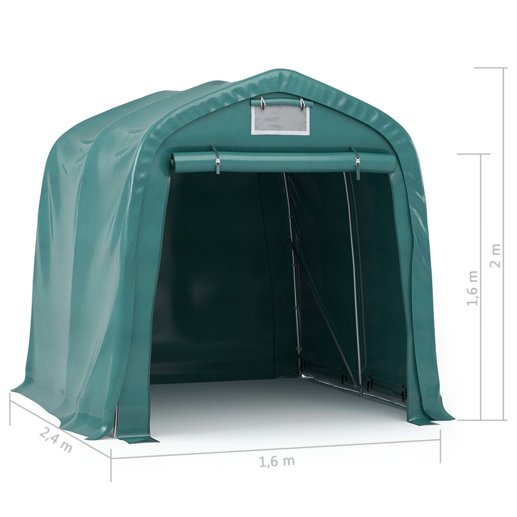 Garagetent 1,6x2,4 m PVC groen is nu te koop bij PeponiXL, paradijselijk wonen!