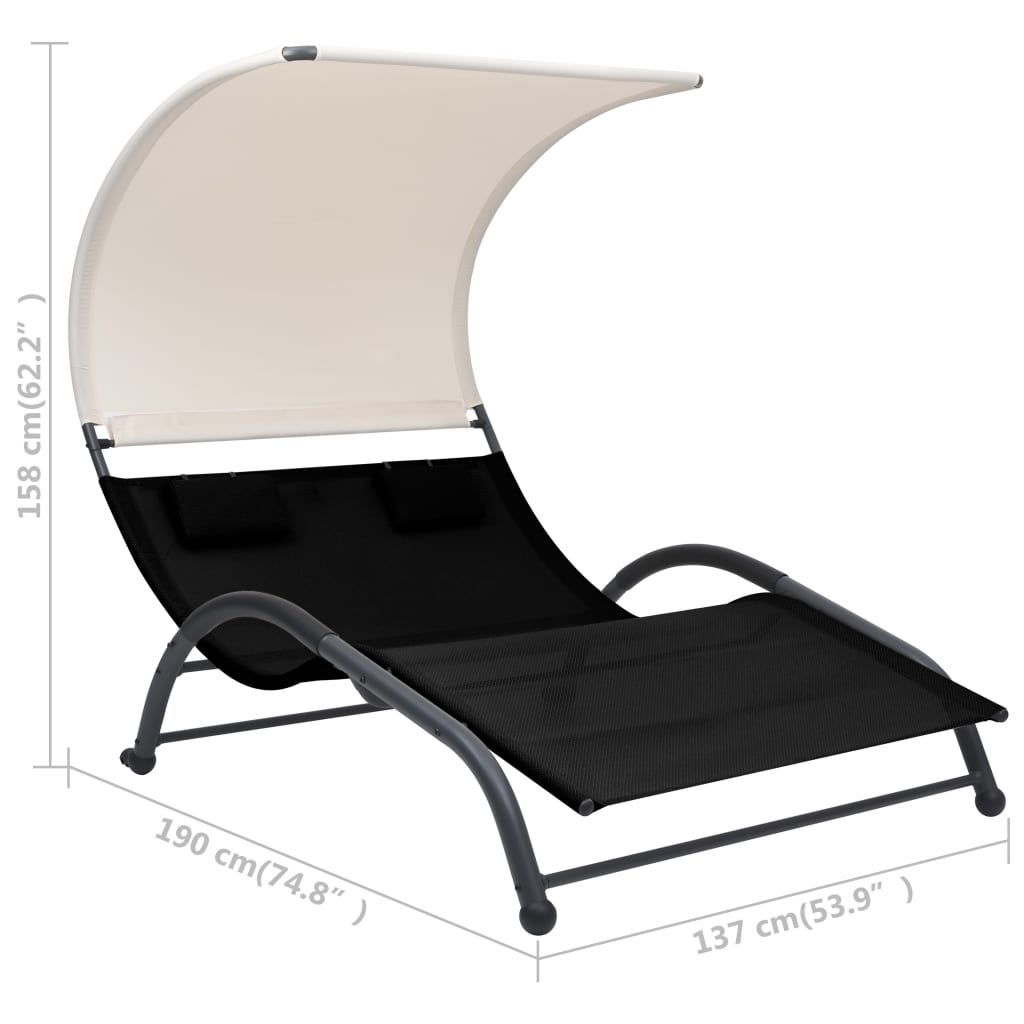 Ligbed tweepersoons met luifel textileen zwart is nu te koop bij PeponiXL, paradijselijk wonen!