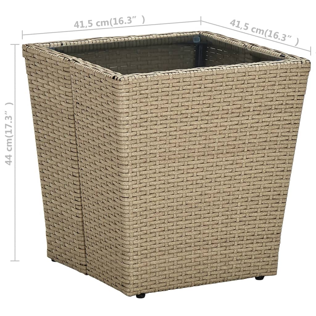 Salontafel 41,5x41,5x44 cm poly rattan en gehard glas beige is nu te koop bij PeponiXL, paradijselijk wonen!