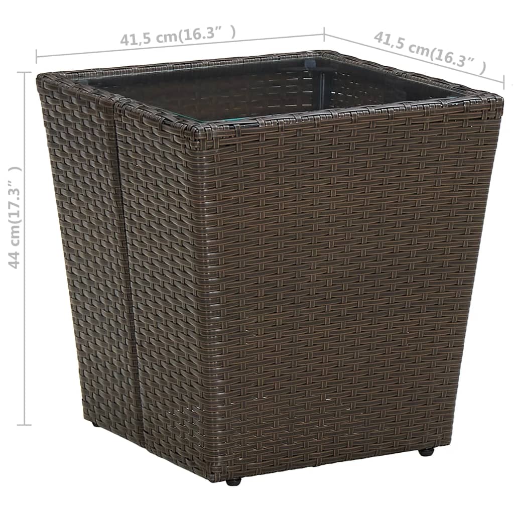 Salontafel 41,5x41,5x44 cm poly rattan en gehard glas bruin is nu te koop bij PeponiXL, paradijselijk wonen!