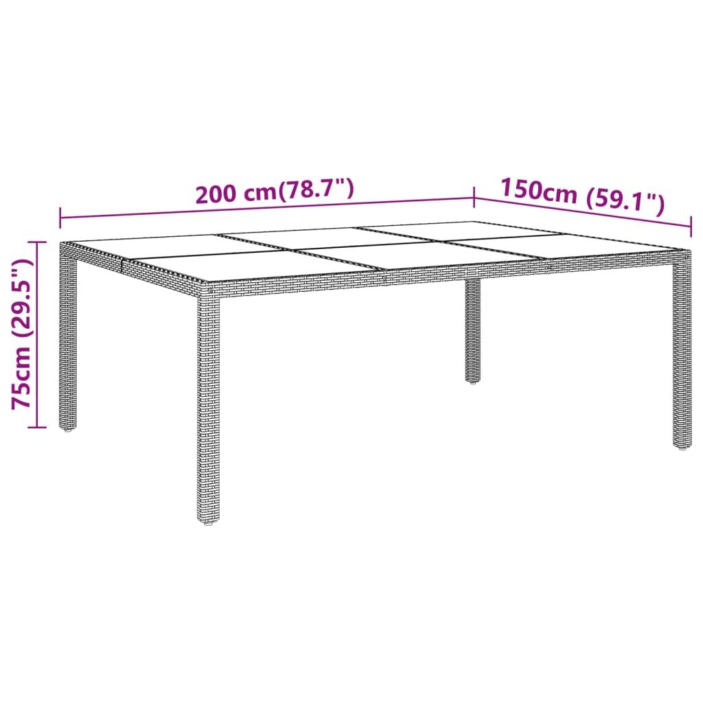 Tuintafel met glazen blad 200x150x75 cm rattan bruin is nu te koop bij PeponiXL, paradijselijk wonen!