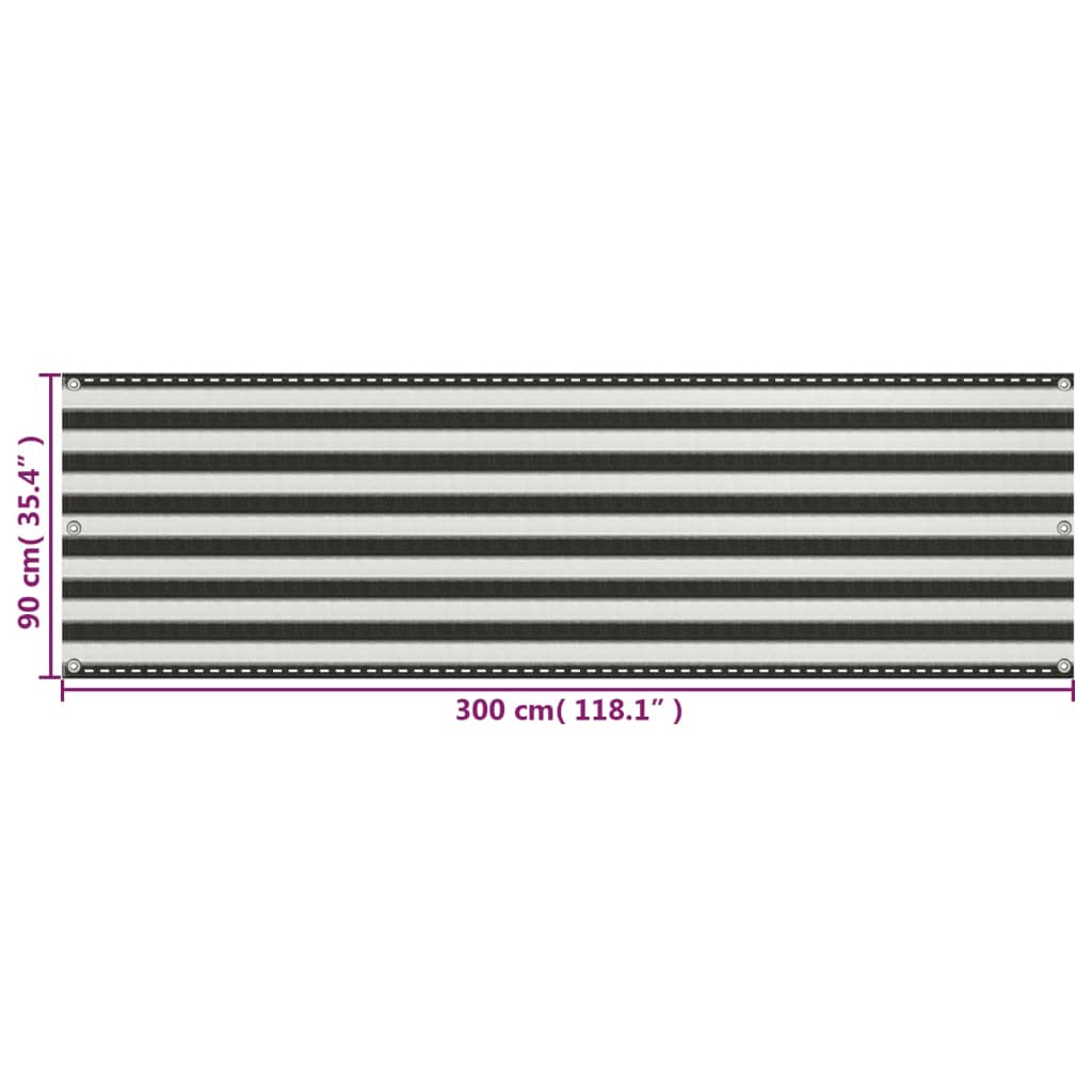 Balkonscherm 90x300 cm HDPE antracietkleurig en wit is nu te koop bij PeponiXL, paradijselijk wonen!