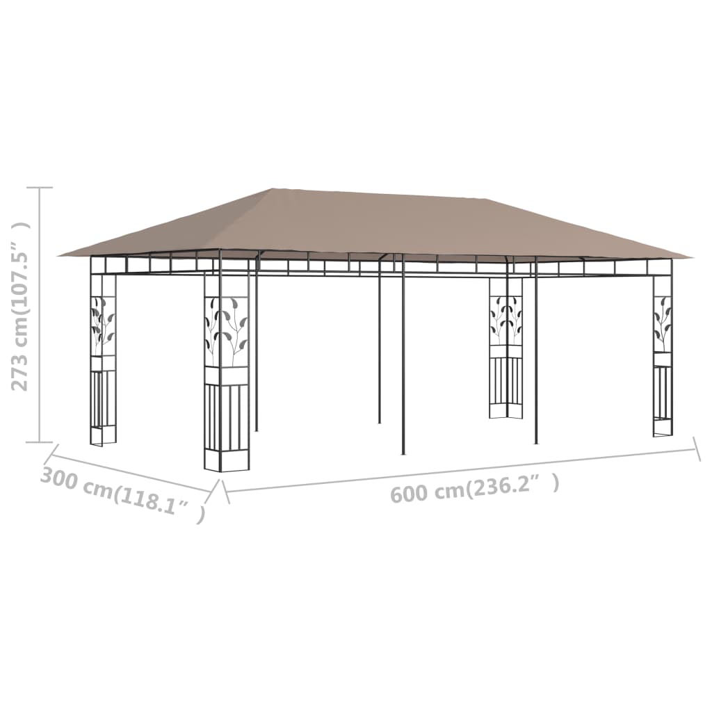 Prieel met klamboe 180 g/m² 6x3x2,73 m taupe is nu te koop bij PeponiXL, paradijselijk wonen!