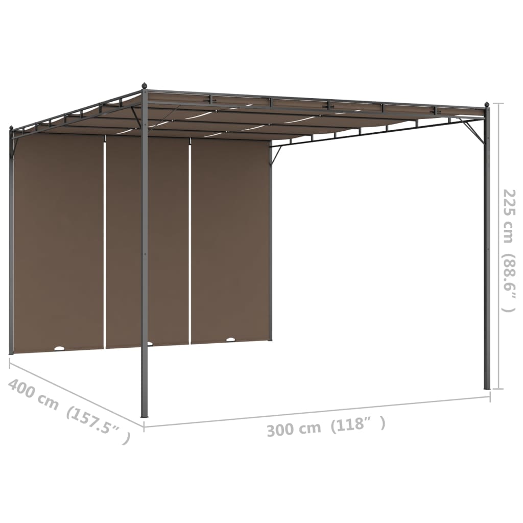Tuinprieel met zijgordijn 4x3x2,25 m taupe is nu te koop bij PeponiXL, paradijselijk wonen!