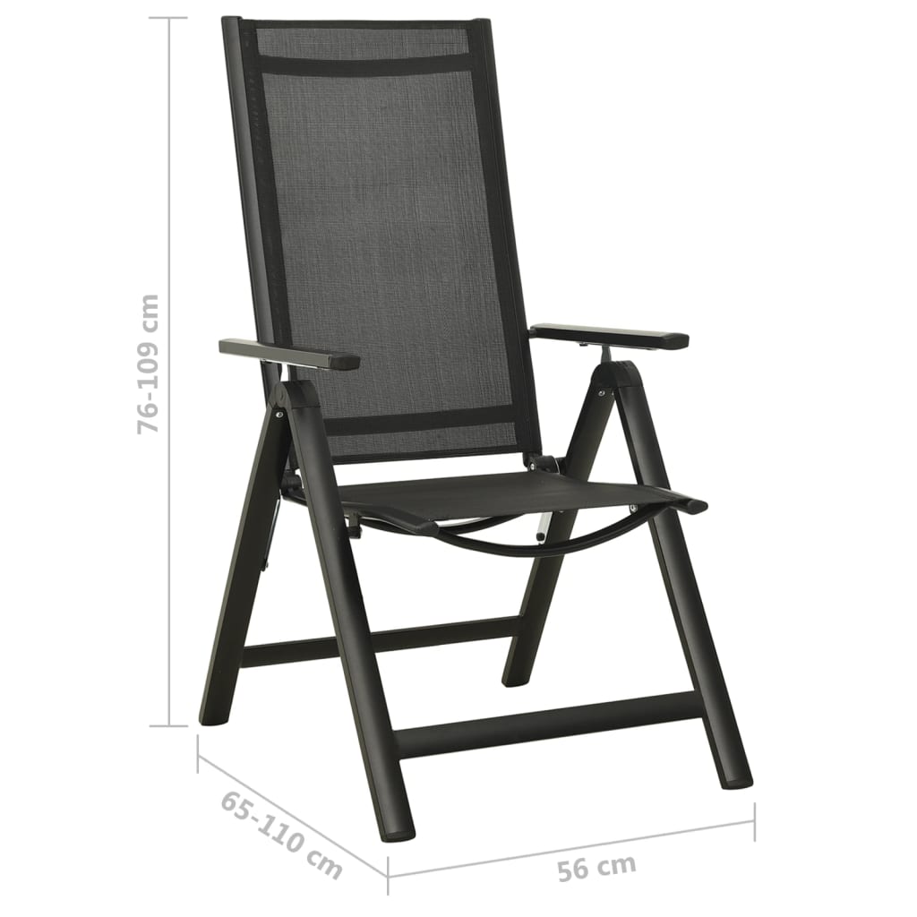 Tuinstoelen 2 st inklapbaar textileen aluminium zwart is nu te koop bij PeponiXL, paradijselijk wonen!