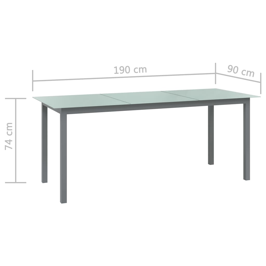 Tuintafel 190x90x74 cm aluminium en glas lichtgrijs is nu te koop bij PeponiXL, paradijselijk wonen!