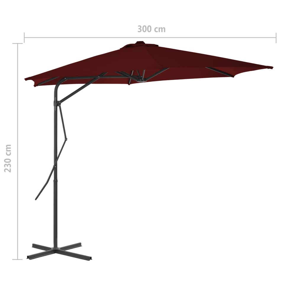 Parasol met stalen paal 300x230 cm bordeauxrood is nu te koop bij PeponiXL, paradijselijk wonen!
