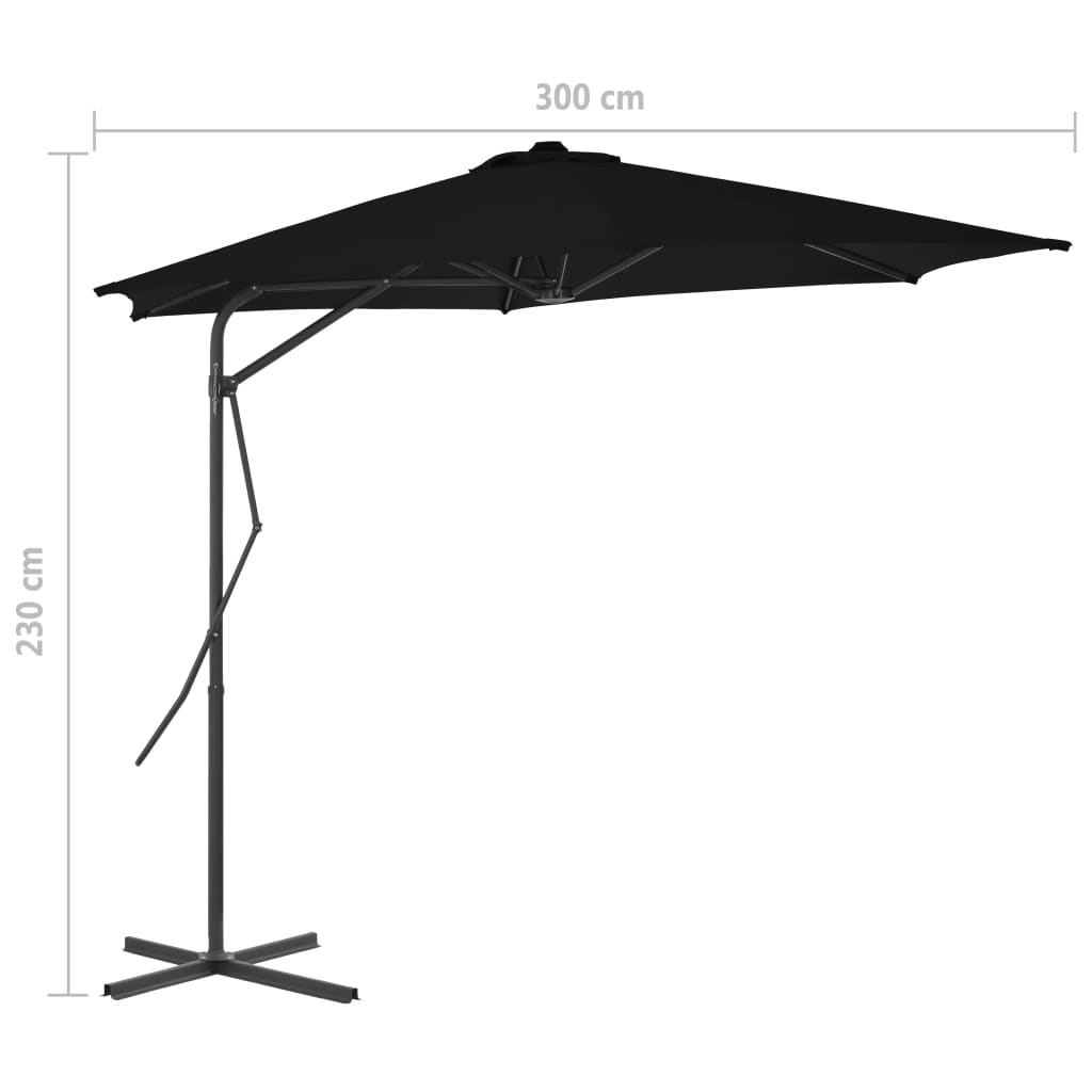 Parasol met stalen paal 300x230 cm zwart is nu te koop bij PeponiXL, paradijselijk wonen!