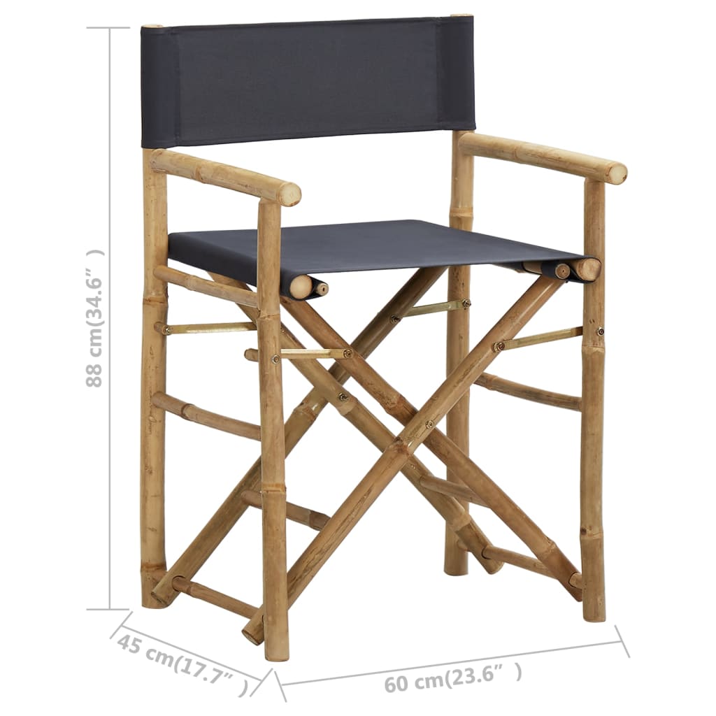Regisseursstoelen 2 st inklapbaar donkergrijs bamboe en stof is nu te koop bij PeponiXL, paradijselijk wonen!