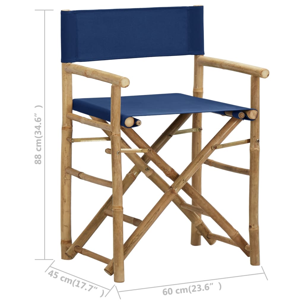Regisseursstoelen 2 st inklapbaar blauw bamboe en stof is nu te koop bij PeponiXL, paradijselijk wonen!