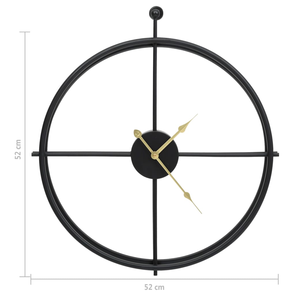 Wandklok 52 cm ijzer zwart is nu te koop bij PeponiXL, paradijselijk wonen!