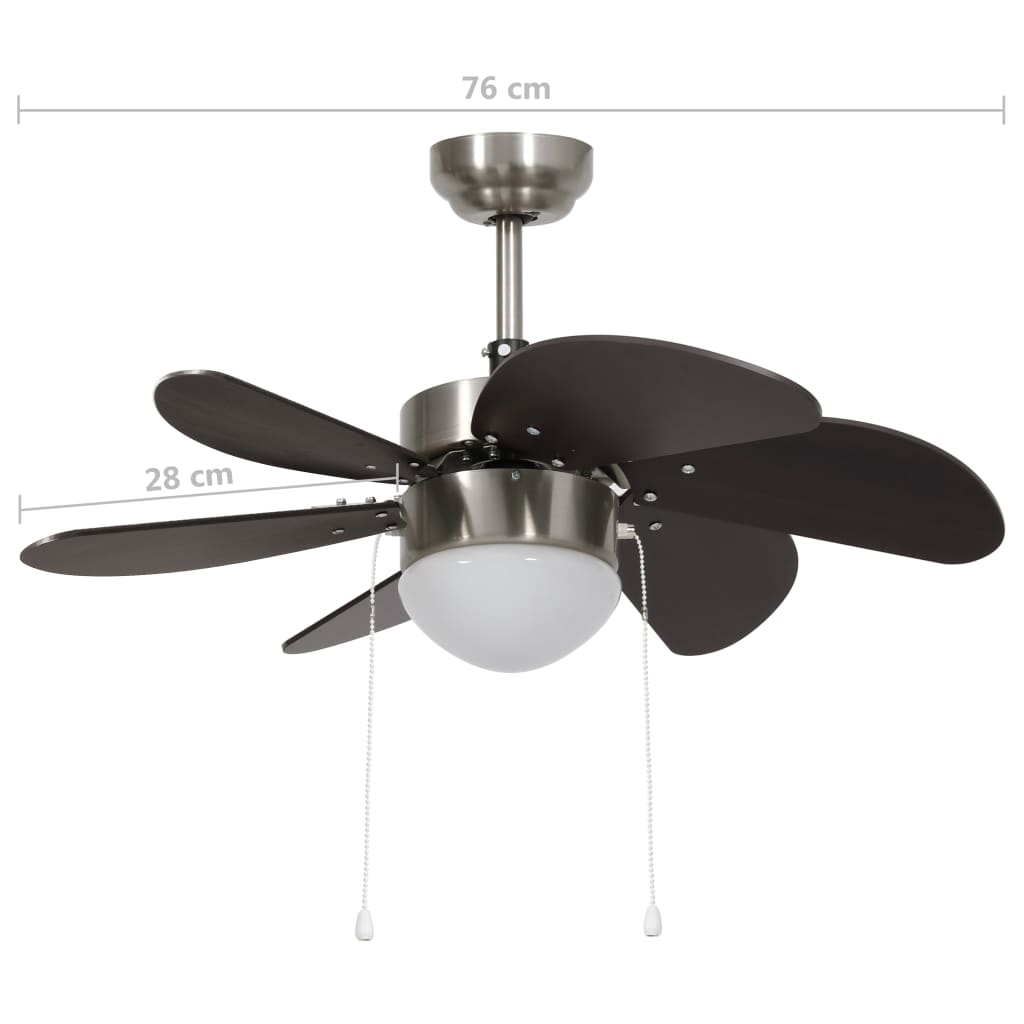 Plafondventilator met lamp 76 cm donkerbruin is nu te koop bij PeponiXL, paradijselijk wonen!