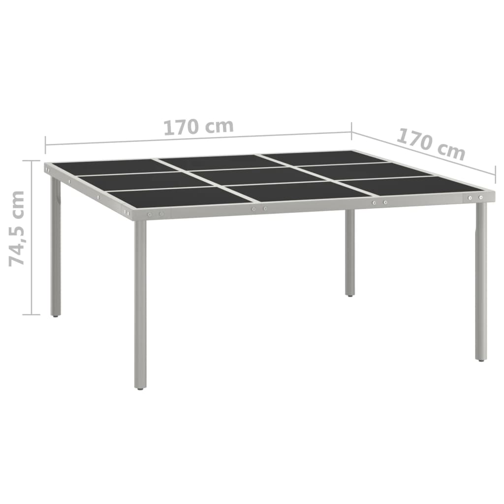 Tuintafel 170x170x74,5 cm glas en staal is nu te koop bij PeponiXL, paradijselijk wonen!