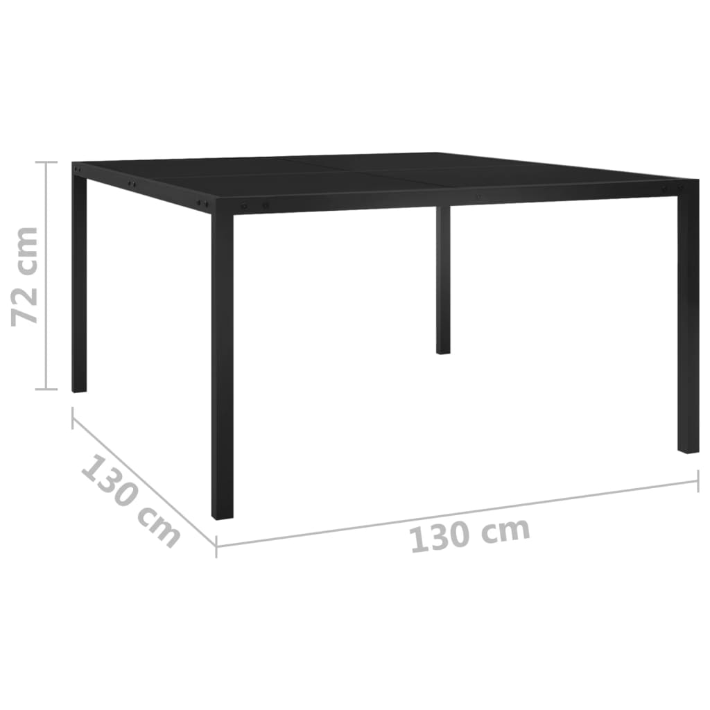 Tuintafel 130x130x72 cm staal en glas zwart is nu te koop bij PeponiXL, paradijselijk wonen!