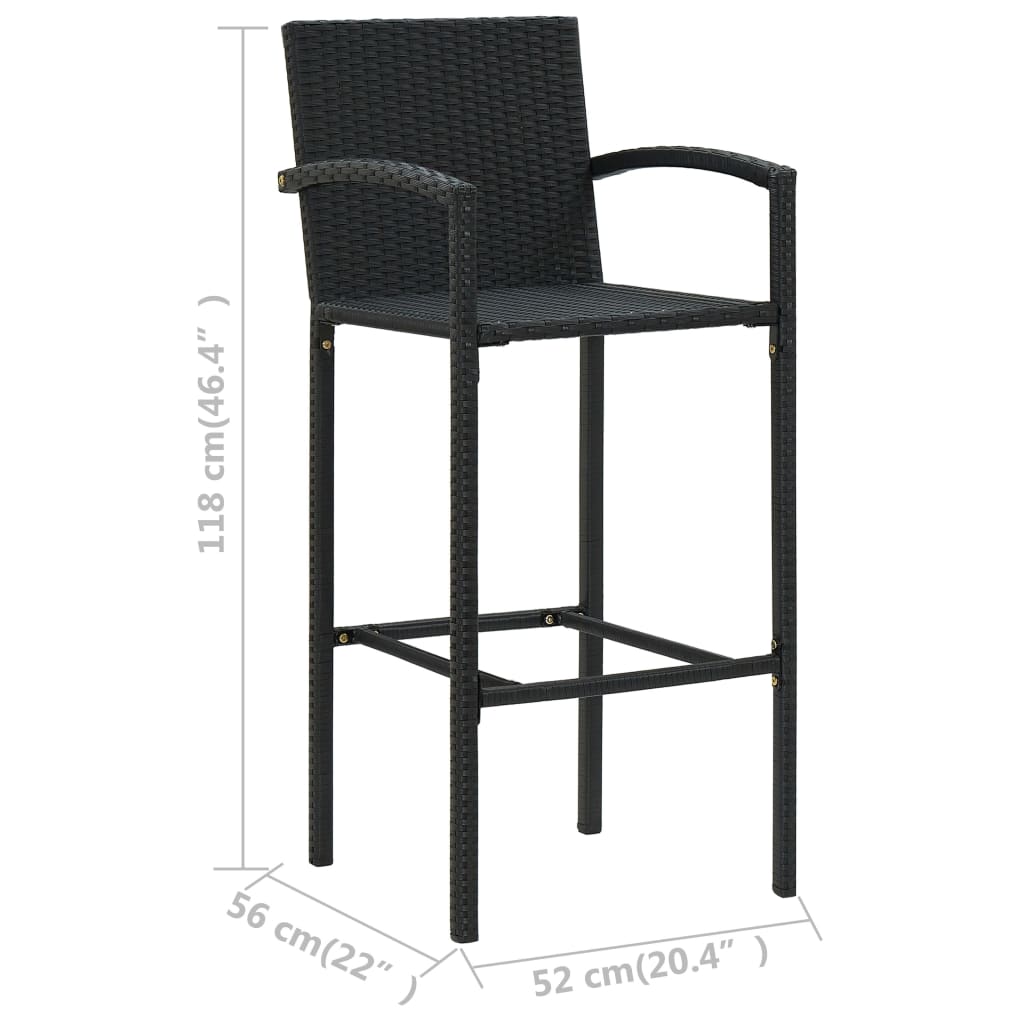 Barkrukken 4 st poly rattan zwart is nu te koop bij PeponiXL, paradijselijk wonen!