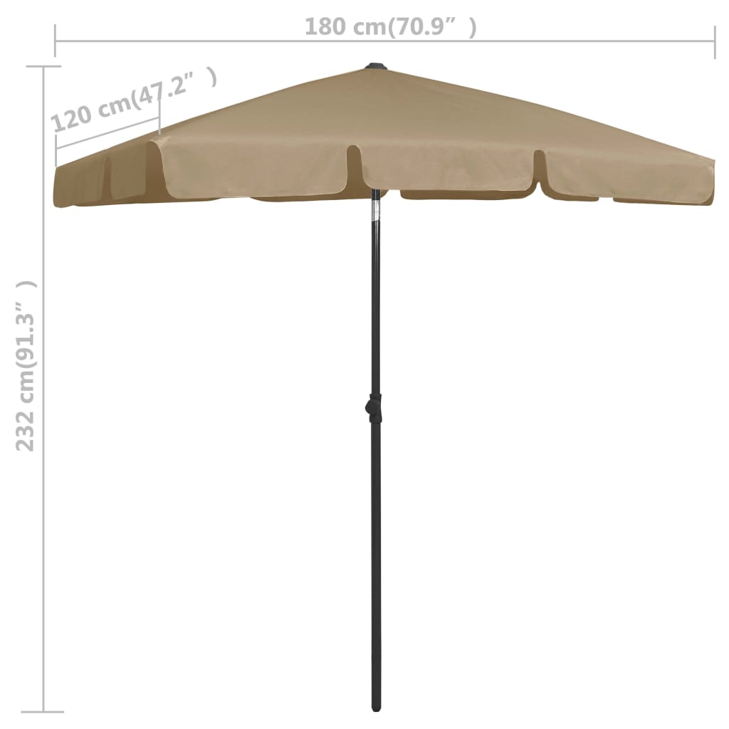 Strandparasol 180x120 cm taupe is nu te koop bij PeponiXL, paradijselijk wonen!