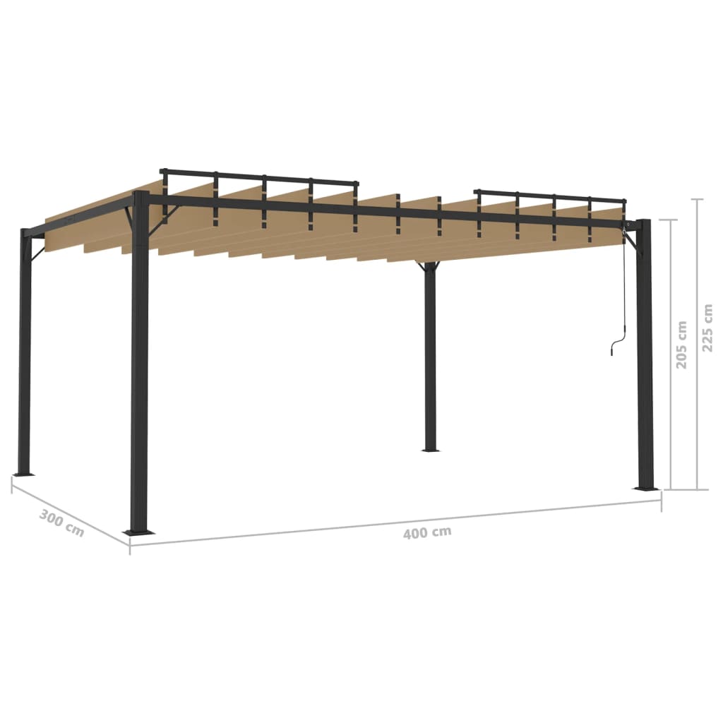 Prieel met lamellendak 3x4 m stof en aluminium taupe is nu te koop bij PeponiXL, paradijselijk wonen!