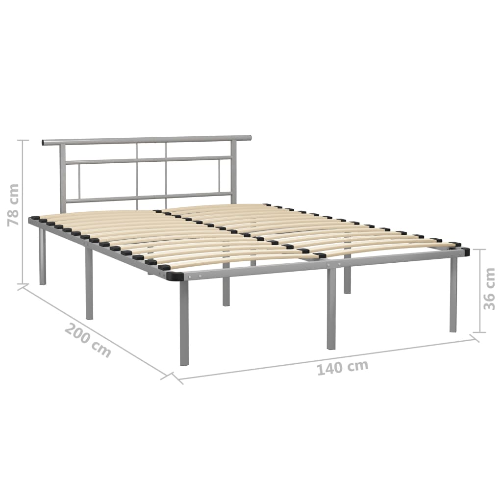 Bedframe zonder matras metaal grijs 140x200 cm is nu te koop bij PeponiXL, paradijselijk wonen!
