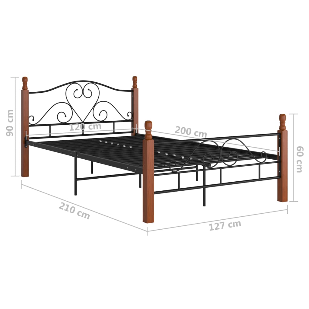Bedframe metaal zwart 120x200 cm is nu te koop bij PeponiXL, paradijselijk wonen!