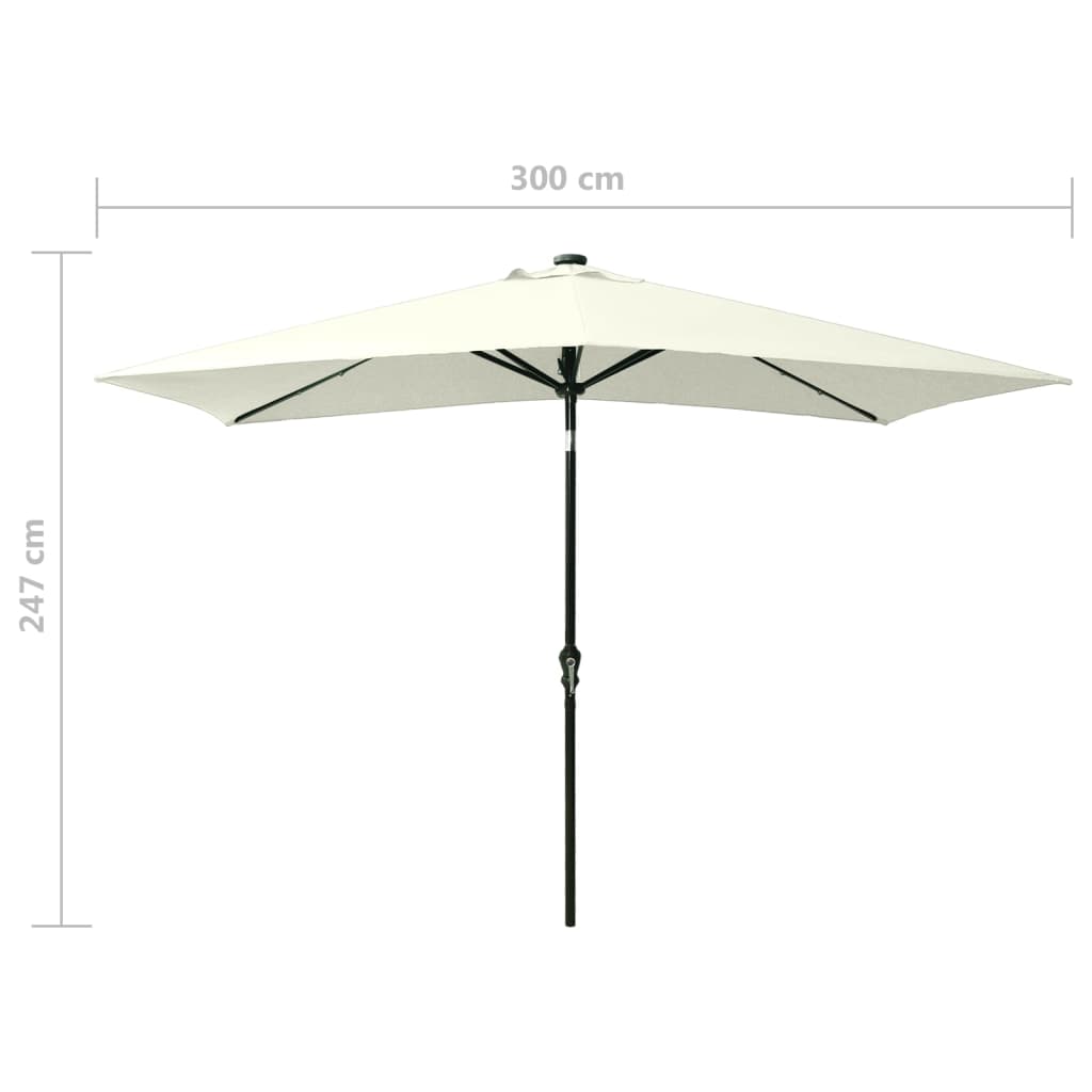 Parasol met LED's en stalen paal 2x3 m zandkleurig is nu te koop bij PeponiXL, paradijselijk wonen!